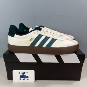 Adidas VL Court 3.0 Sneaker Casual Shoes White Green Teal JR8635 Men's Sz